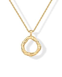 PAVOI 14K Gold Plated Dainty Statement Pendant Necklaces for Women - Hammered Circle…