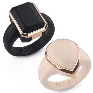 Rinfit Emerald Silicone Ring with Stainless Steel Frame Pack J - Black and Nude / Metal…