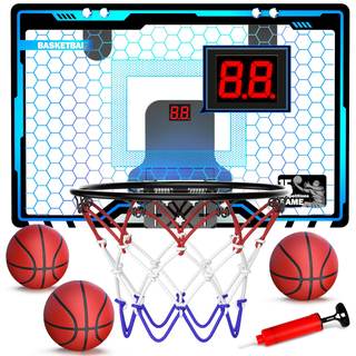 Indoor Basketball Hoop with Auto Scoring, Lights & Balls for Kids Ages 5-12 | Mini…