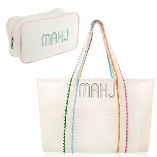 Sadnyy 2 Pcs Mahjong Canvas Tote Bags Set Embroidered Mahjong Tote American Mah Jong Tile…