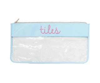 Personalized Mahjong Clear Nylon Pouch – XL Embroidered Tile Bag for Game Night, Custom…