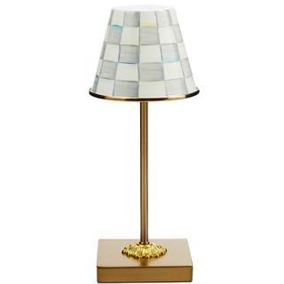 MACKENZIE-CHILDS LED Cafe Table Lamp, Gray-and-White Sterling Check | Cordless…