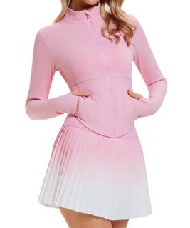 AFZ Two Piece Tennis Skirts Set for Women Long Sleeve Zip Up Workout Jacket with Pleated…