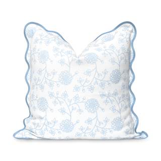 Hofdeco Premium Coastal Patio Indoor Outdoor Scalloped Throw Pillow Cover Only, 20"x20"…