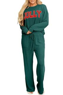 Opemiby Women 2 Piece Pajamas Set 2026 Ribbed Lounge Pants Sets with Pocket | Long Sleeve…