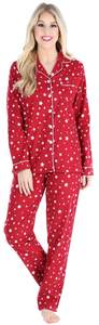 PajamaMania Women's Cotton Flannel Long Sleeve Button-Down Pajamas PJ Set Medium…