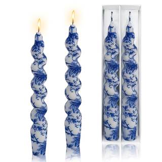 7.5 inch Spiral Candles Printed Candlestick Set of 2 Short Taper Candle Twisted…