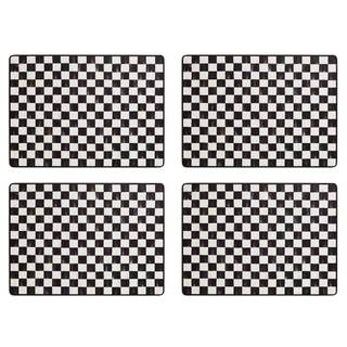 MACKENZIE-CHILDS Cork-Back Placemat Set, Black-and-White Courtly Check | Hand-applied…