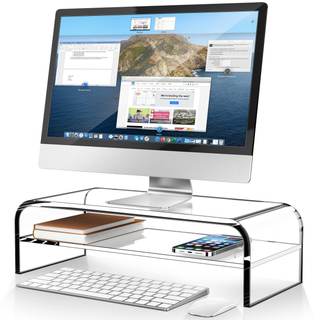 AboveTEK 2-Tier Acrylic Monitor Stand, Computer Riser for Home Office, Clear Monitor…