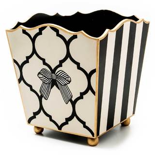 MACKENZIE-CHILDS Wooden Waste Bin, Pretty as a Bow | Hand-painted design, decorative…