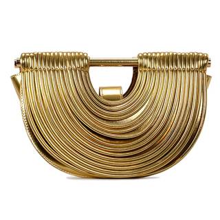CUXVA Clutch Purses for Women Half Round Woven Evening Bag Formal PU Leather Purse…
