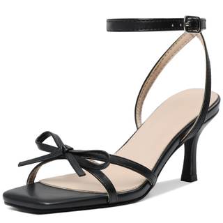 Lyrisiphy Elegant Bow Kitten Heels Women's Buckle Strappy Heel Sandals | Square Open Toe…