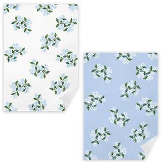 JINYO Blue Hydrangea Floral Kitchen Towels Set of 2, Farmhouse Spring Flower Dish Tea…