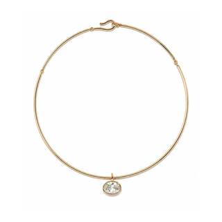 18k Gold Oval Bezel Collar Charm Necklace and Charms | Choker Pendant Necklace & Add On…