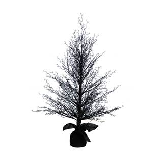 Nearly Natural 4ft. Pre-Lit Halloween Black Twig Artificial Fall Tree in Burlap Planter…