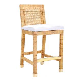 Tov Furniture Amara Natural Rattan Counter Height Stool with White Performance Fabric…