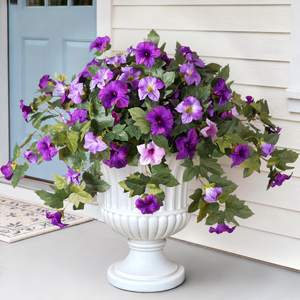 2 Pcs Artificial Fake Petunia Flowers for Outdoor Porch Summer Decor | UV Resistant Faux…