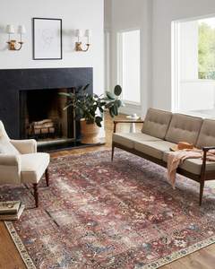 Loloi Chris Loves Julia Jules Merlot/Multi 7'-6" x 9'-6" Area Rug | JUL-01 Printed…