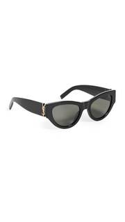 Saint Laurent Women's Glam Cat Eye Sunglasses Black/Black/Grey 53.0 Millimeters