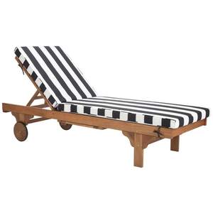 SAFAVIEH Outdoor Collection Newport Natural/ Black & White Stripe Cushion Built-in Side…