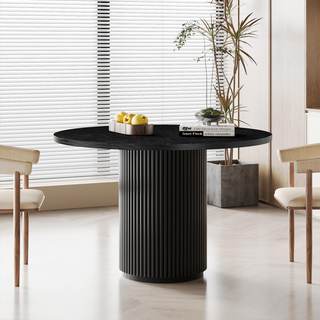 Round Dining Table Wood Kitchen Table Pedestal for Dining Room Living Room | 40" Black…