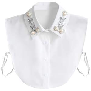 Joyci Diamond Pearl False Collar Detachable Fake Collar Dickey (White) | Exquisite Beaded…