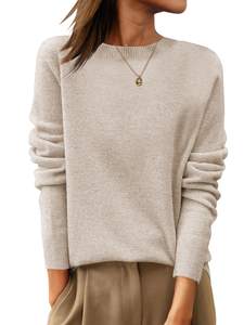 ANRABESS Womens 100% Wool Sweaters Crewneck Long Sleeve Work Business Casual Basic…