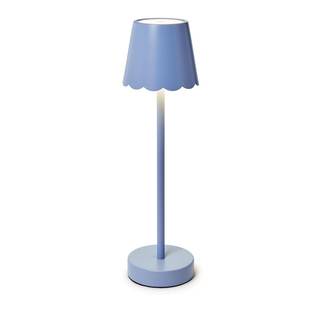 Two's Company Scalloped Edge Shade LED Cordless Table Lamp, 14-Inch, Blue