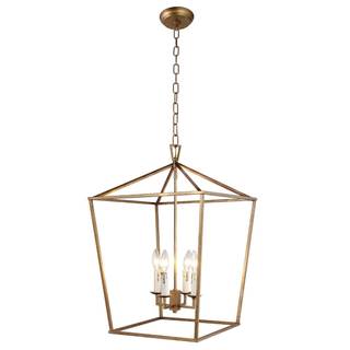 Openwork Lantern Pendant Stairway Entry Kitchen Hall Foyer Fixture Chandelier (Gold)