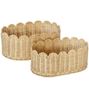 BEBE BASK Premium Scalloped Basket Set Of 2 - Scallop Basket - 16 x 10 x 7 Inch…