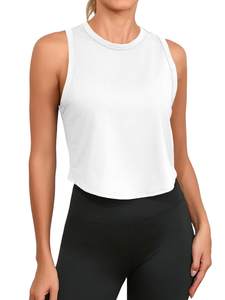 Fisoew Womens Workout Cropped Tank Tops Racerback Sleeveless Crewneck Running Yoga Active…