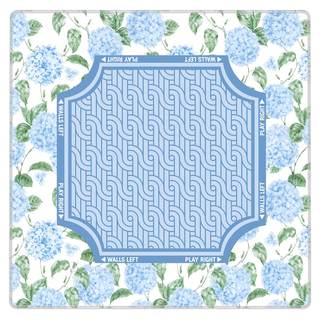 Watercolor Light Blue Hydrangea Mahjong Mat, Non-Slip Noise Reduction Square Game Table…