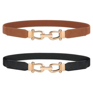 JASGOOD Women Stretchy Waist Belt Retro Elastic Skinny Belt for Ladies with Gold Buckle…