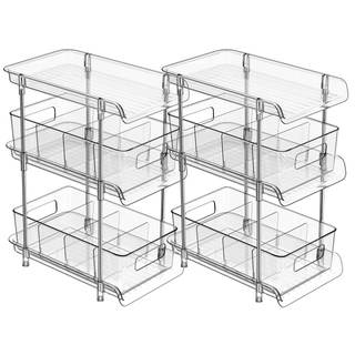 2Set 3 Tier Clear Bathroom Organizer with Dividers, Pull-Out Pantry Organization and…
