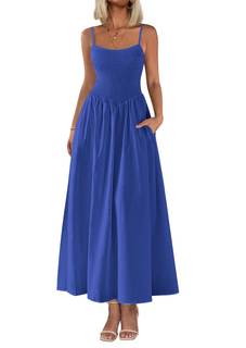 PRETTYGARDEN Women's Smocked Maxi Dresses 2026 Summer Sundress Casual Spaghetti Strap…