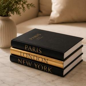 Decorative Books for Home Decor – Coffee Table Books, Set of 3 | Bookshelf Decor, Faux…