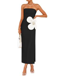 ZESICA Womens Summer Cocktail Strapless Bodycon Maxi Dress | Backless, Floral Tube Dress…