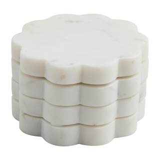Mud Pie Scallop Marble Coaster Set; 4" X 4"