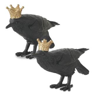 Assorted Black Resin Crows w/Gold Crown (2 Styles)