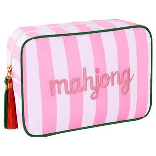 Embroidered Mahjong Tile Bag with Zipper, Thickened Mahjong Pouch for 166 Tiles, Portable…