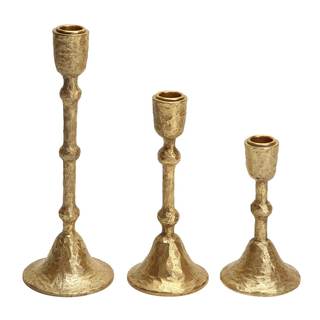 NIKKY HOME Vintage Elegant Gold Hammered Taper Candle Holders Set of 3 | Classic…