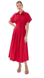 LE BOP Women's Roberta Button Down Dress X-Small Ruby