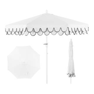 JONATHAN Y Tracy 9' Scalloped Market Patio Umbrella, White | 8 Aluminum Ribs, Auto-Tilt…