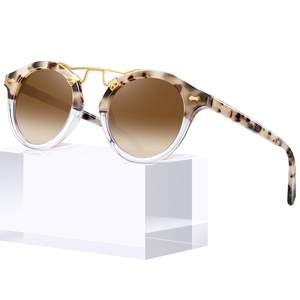 CARFIA Small Retro Double Bridge Women's Sunglasses Polarized Acetate Round | UV400…