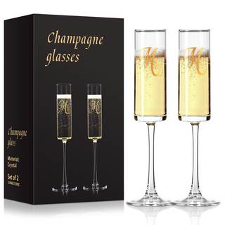 Mr and Mrs Champagne Flutes, Wedding Champagne Flutes Glass 7 oz, Straight Champagne…