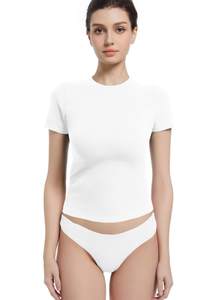 Abonlen Crewneck Short Sleeve T Shirts for Women Fitted Basic TeesY2k Going Out Tops