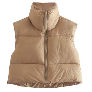 KEOMUD Women's Winter Crop Vest Lightweight Sleeveless Warm Outerwear Puffer Vest Padded…