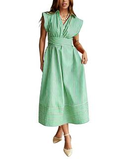 Yeokou Women Striped Shirt Dress Sleeveless Button Down Summer Casual Maxi Dresses Beach…