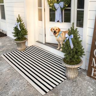 KIMODE Outdoor Rug Front Door Mats Fall Porch Rug Patio Rugs Entrance Mat | Striped, 3'x…