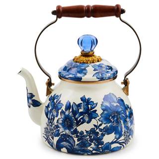MACKENZIE-CHILDS Tea Kettle, 2 Quarts, Royal English Garden | Hand-applied design, made…